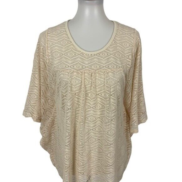 Scully Top Medium Cream Sheer See Through Boho Romantic Festival - Picture 2 of 5